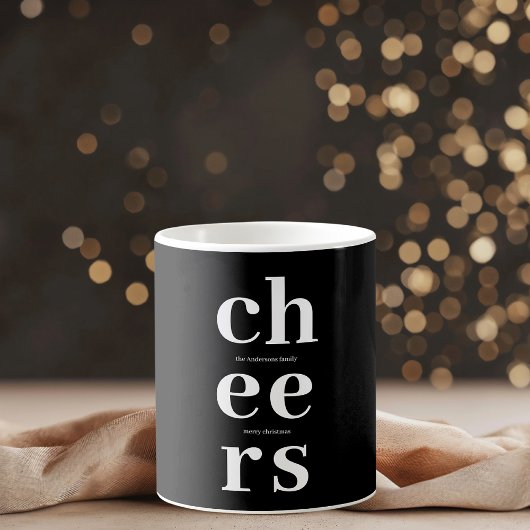 Elegant Minimalist Cheers | Modern Black & White コーヒーマグカップ
