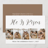 Elegant Minimalist Christian He Is Risen 5 Photo シーズンカード (正面/裏面)