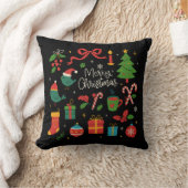 Elegant Minimalist Christmas Doodles Hand-Drawn クッション (ブランケット)