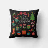 Elegant Minimalist Christmas Doodles Hand-Drawn クッション (裏面)