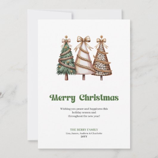 Elegant Minimalist Christmas Tree Leopard Greeting シーズンカード (正面)