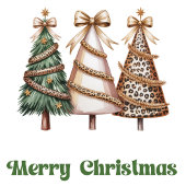 Elegant Minimalist Christmas Tree Leopard Greeting シーズンカード
