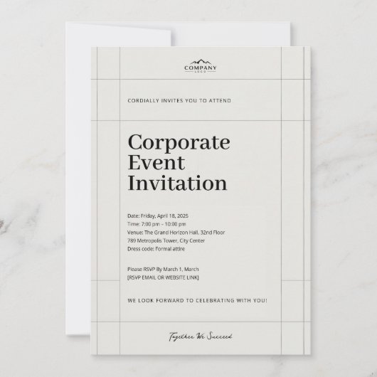 Elegant Minimalist Corporate Event Invitation セーブザデート (正面)