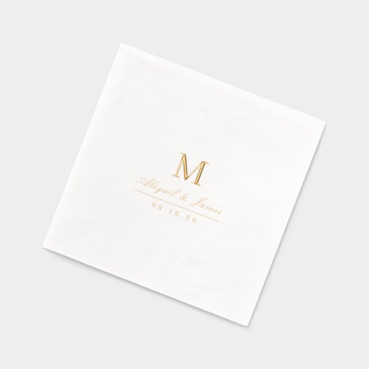 Elegant minimalist couples monogram wedding 箔ナプキン (左)