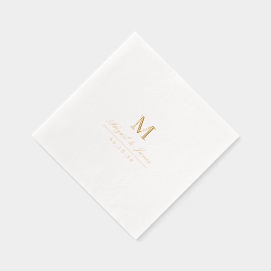 Elegant minimalist couples monogram wedding 箔ナプキン (右)