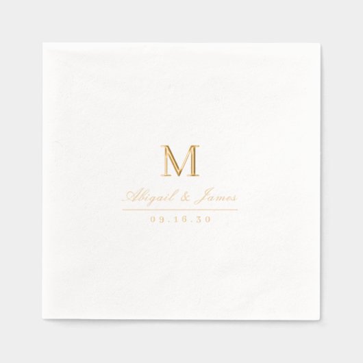 Elegant minimalist couples monogram wedding 箔ナプキン (正面)