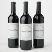 Elegant Minimalist Cream Wedding Wine Label ワインラベル (ボトル)