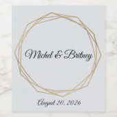 Elegant Minimalist Cream Wedding Wine Label ワインラベル (シングルラベル)
