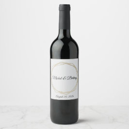 Elegant Minimalist Cream Wedding Wine Label ワインラベル