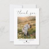 Elegant Minimalist Custom Wedding Couple Photo サンキューカード (正面)