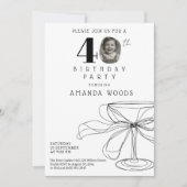 Elegant minimalist design 40th birthday party 招待状 (正面)