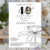Elegant minimalist design 40th birthday party 招待状