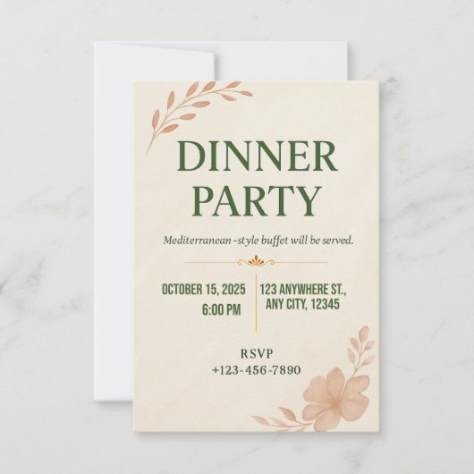 Elegant Minimalist Dinner Party Invitation 招待状 (正面)