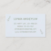 Elegant Minimalist Dusty Blue Floral 名刺 (裏面)