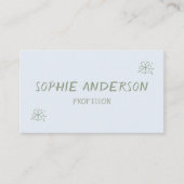 Elegant Minimalist Dusty Blue Floral 名刺 (正面)