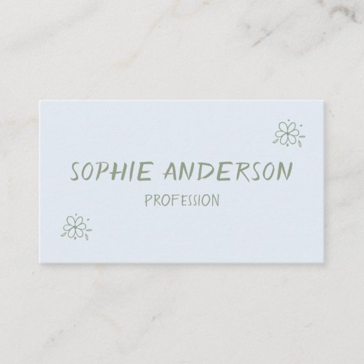 Elegant Minimalist Dusty Blue Floral 名刺 (正面)