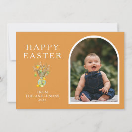 Elegant Minimalist Easter Egg Branch Photo シーズンカード