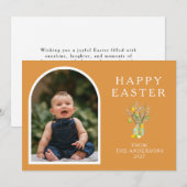 Elegant Minimalist Easter Egg Branch Photo シーズンカード (正面/裏面)