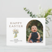 Elegant Minimalist Easter Egg Branch Photo シーズンカード (スタンド正面)