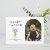 Elegant Minimalist Easter Egg Branch Photo シーズンカード (スタンド正面)