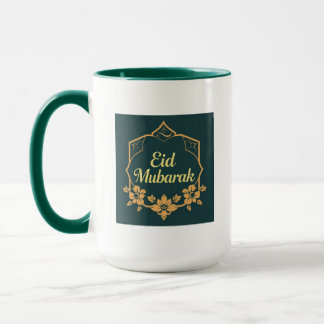 Elegant Minimalist Eid Mubarak Mug – Emerald Green マグカップ