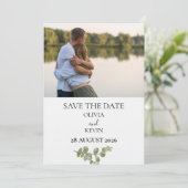Elegant Minimalist Eucalyptus Save the Date 招待状 (スタンド正面)