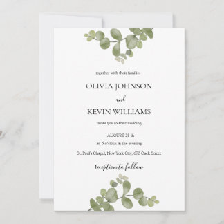 Elegant Minimalist Eucalyptus Wedding Invitation 招待状