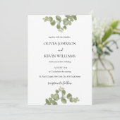 Elegant Minimalist Eucalyptus Wedding Invitation 招待状 (スタンド正面)