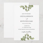 Elegant Minimalist Eucalyptus Wedding Invitation 招待状 (正面/裏面)