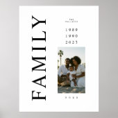 Elegant Minimalist Family Photo 3 Birth Years ポスター (正面)