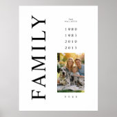 Elegant Minimalist Family Photo 4 Birth Years ポスター (正面)