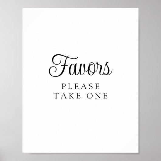 Elegant Minimalist "Favors - Please Take One" Sign ポスター (正面)
