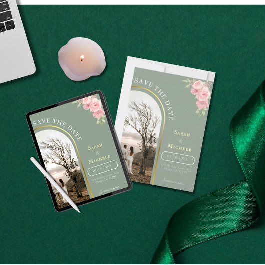 Elegant & Minimalist Flat Save The Date Card セーブザデート