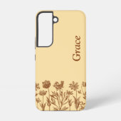 Elegant Minimalist Floral Design with Monogram Samsung Galaxyケース (裏面)