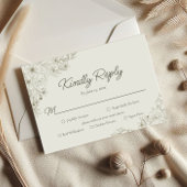 Elegant Minimalist Floral Kindly Reply Wedding 出欠カード