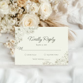 Elegant Minimalist Floral Kindly Reply Wedding 出欠カード