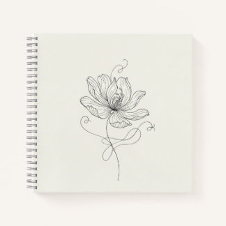 Elegant Minimalist Floral Line Art - Spiral Notebo ノートブック