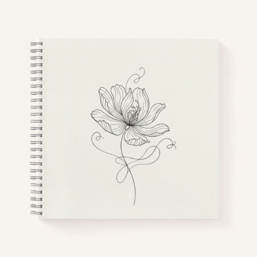Elegant Minimalist Floral Line Art - Spiral Notebo ノートブック (正面)