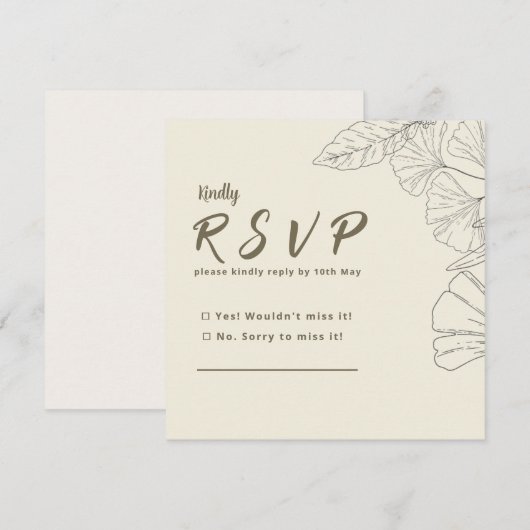 Elegant Minimalist Floral RSVP Card (正面/裏面)