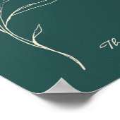 Elegant Minimalist Floral Teal Green Personalized  ポスター (角)