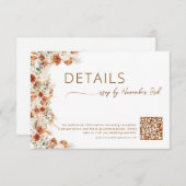  Elegant Minimalist Floral Wedding Details QR Code エンクロージャーカード (正面/裏面)