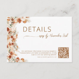  Elegant Minimalist Floral Wedding Details QR Code エンクロージャーカード