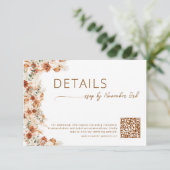  Elegant Minimalist Floral Wedding Details QR Code エンクロージャーカード (スタンド正面)