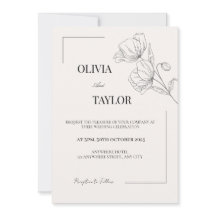 Elegant Minimalist Floral Wedding Invitation