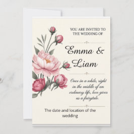 Elegant Minimalist Floral Wedding Invitation 招待状