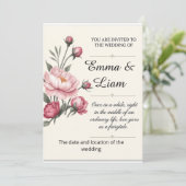 Elegant Minimalist Floral Wedding Invitation 招待状 (スタンド正面)