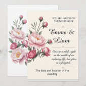 Elegant Minimalist Floral Wedding Invitation 招待状 (正面/裏面)