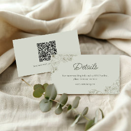 Elegant Minimalist Floral Wedding QR Code Details エンクロージャーカード
