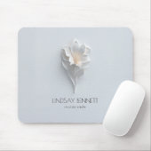 Elegant Minimalist Floral White Blue  マウスパッド (マウス)