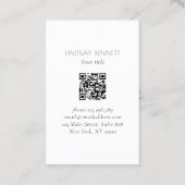 Elegant Minimalist Floral White Blue QR Code 名刺 (裏面)